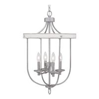 Progress Lighting 4 Light Galvanized Finish Antique White Hall & Foyer Pendant Light Fixture