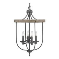 Progress Lighting 4 Light Graphite Finish Weathered Oak Hall & Foyer Pendant Light Fixture