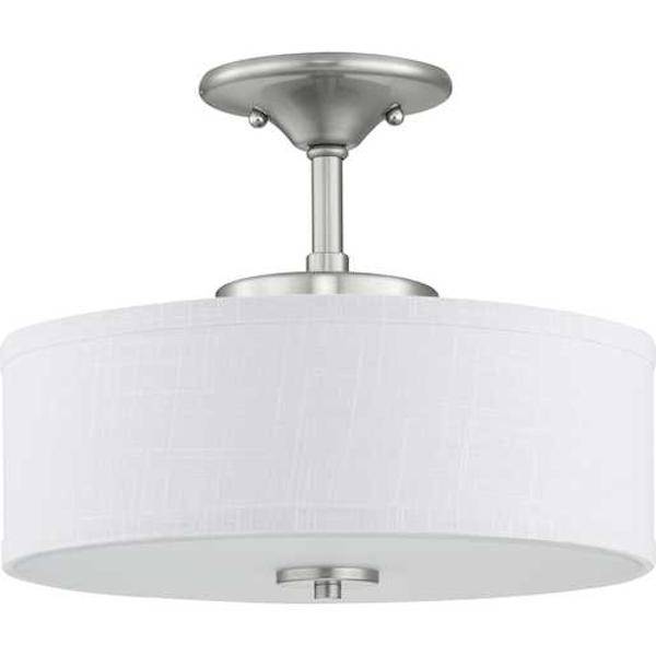 17 watt 120 volt 3000K Brushed Nickel White Linen Shade Semi-flush Mount LED Light Fixture