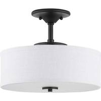 Progress Lighting 17 watt 120 volt 3000K Graphite White Linen Shade Semi-flush Mount LED Light Fixture