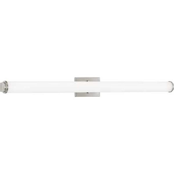48" 42 watt 120 volt 3000K Brushed Nickel White Shade Dimmable