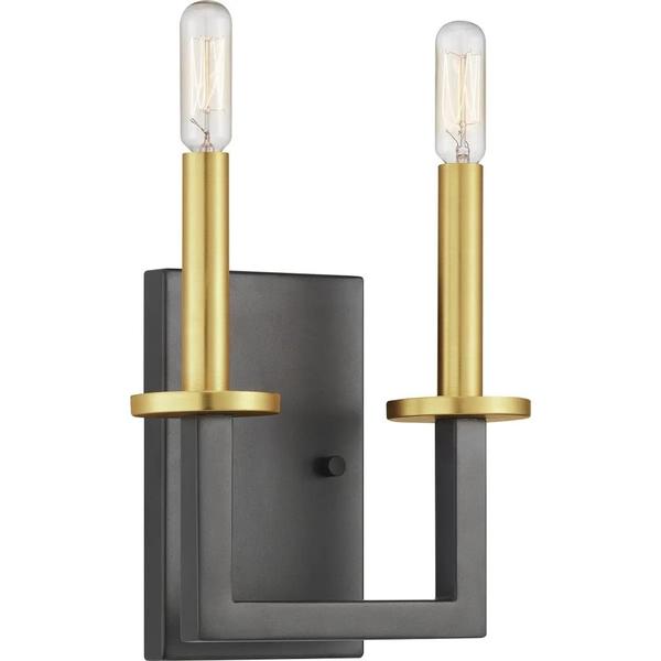 2 Light Graphite/Satin Brass Candles Light Fixture