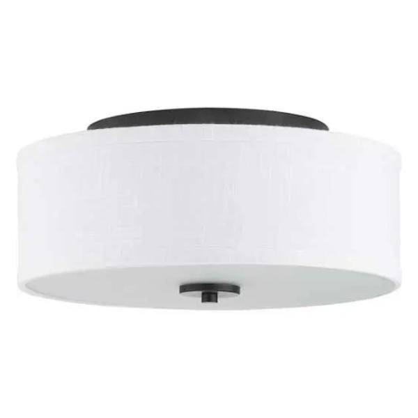 2 Light 120 volt Graphite Fabric Shade Diffuser Ceiling Light Fixture