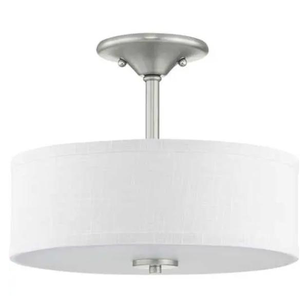 2 Light 120 volt Brushed Nickel Fabric Shade Ceiling Light Fixture