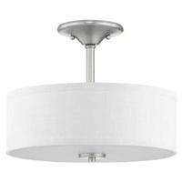Progress Lighting 2 Light 120 volt Brushed Nickel Fabric Shade Ceiling Light Fixture