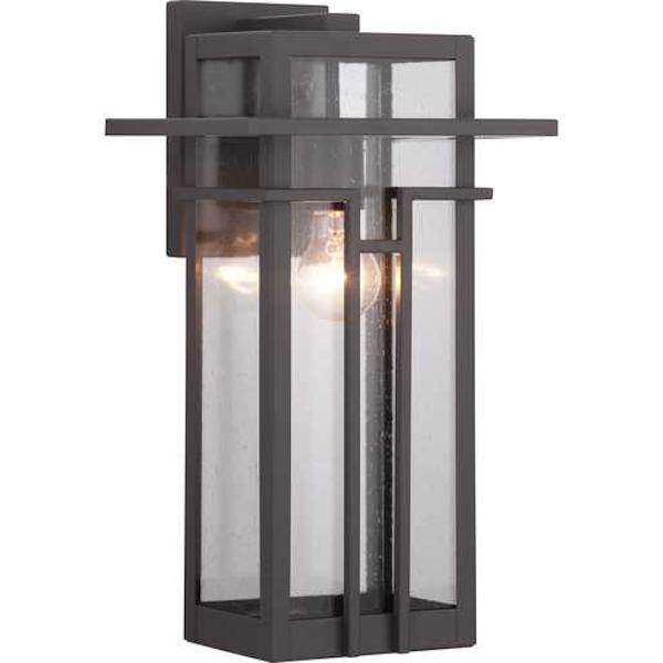 1 Light Antique Bronze with Clear Seeded Glass Large Wall Light Fixture