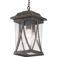 Progress Lighting 1 Light Antique Bronze with Clear Seeded Glass Hanging Light Fixture