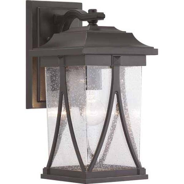 1 Light Antique Bronze with Clear Seeded Glass Medium Wall Light Fixture