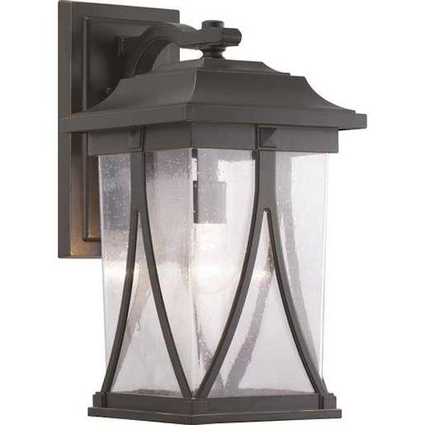 1 Light Antique Bronze with Clear Seeded Glass Large Wall Light Fixture