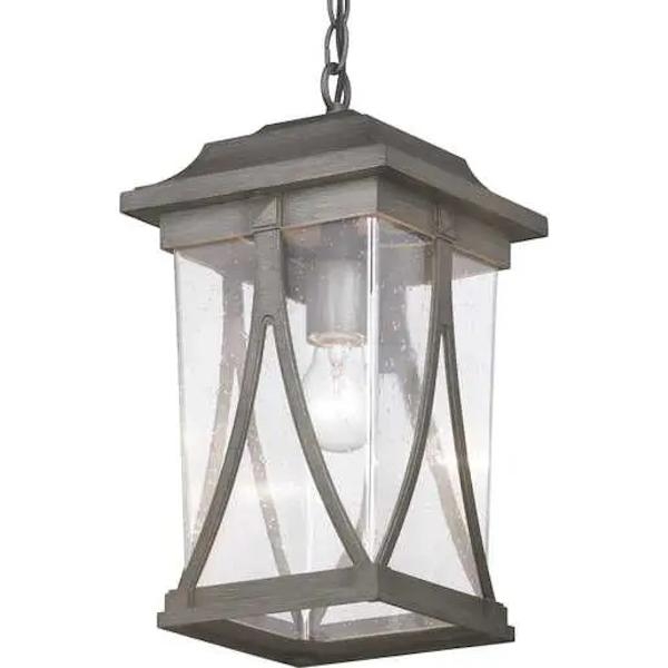1 Light Antique Pewter with Clear Seeded Glass Hanging Light Fixture