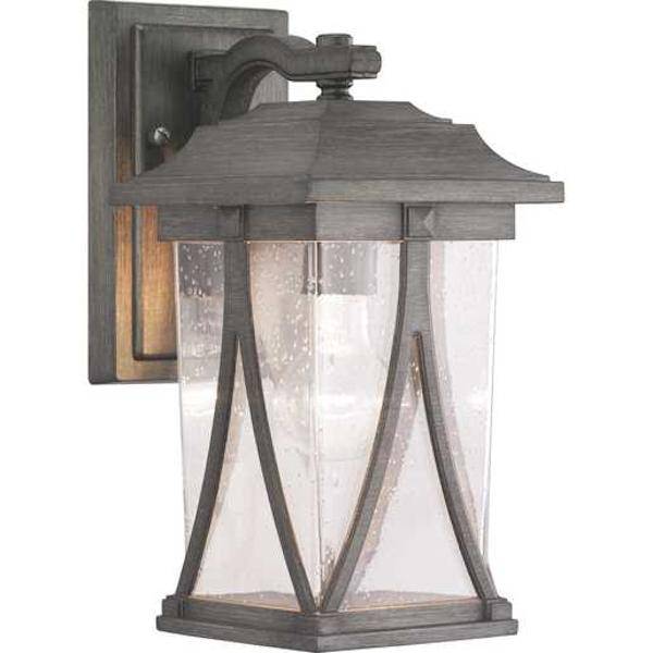 1 Light Antique Pewter with Clear Seeded Glass Small Wall Light Fixture