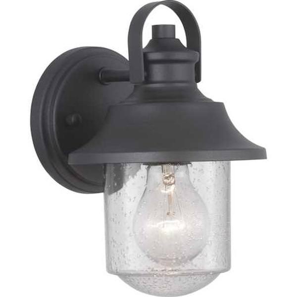 1 Light Black with Clear Seeded Glass Outdoor Small Wall Light Fixture