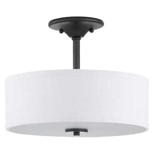 2 Light 120 volt Graphite Fabric Shade Ceiling Light Fixture
