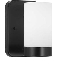 Progress Lighting 1 Light 120 volt Matte Black Vanity Etched White Glass Light Fixture