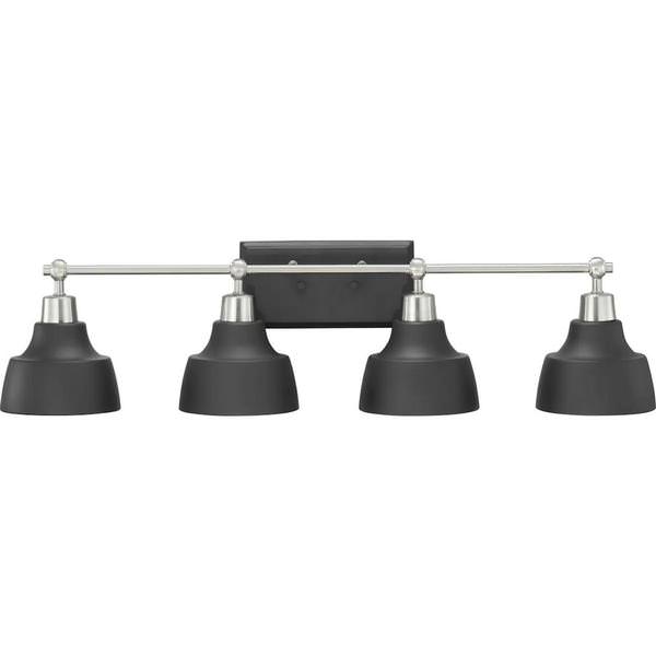 4 Light 120 volt Brushed Nickel  Graphite Metal Shades Vanity Light Fixture
