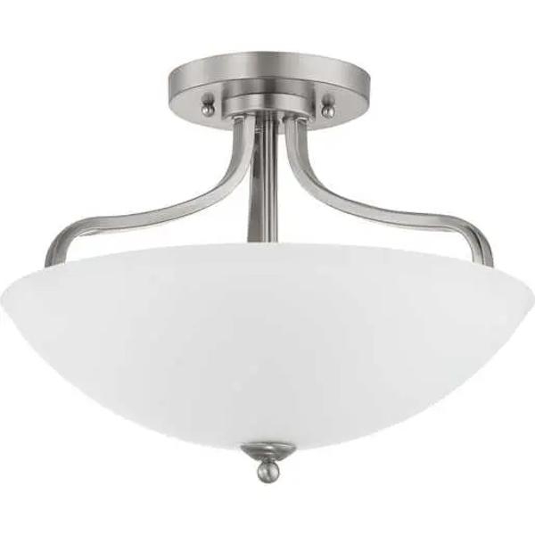 3 Light 120 volt Brushed Nickel Etched Glass Bowl Ceiling Light Fixture