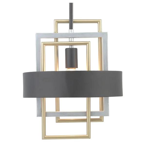 1 Light Black Finish Brushed Silver/Gold Accents Mini Modern Pendant Light Fixture