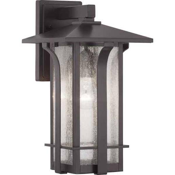 1 Light Antique Bronze with Clear Seeded Glass Wall Light Fixture