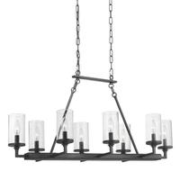 Progress Lighting 8 Light Graphite Finish Clear Seeded Glass Shade Farmhouse Style Chandelier Light Fixture
