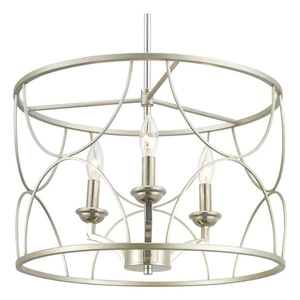 3 Light Silver Ridge Polished Nickel Accents Chandelier Light Fixture