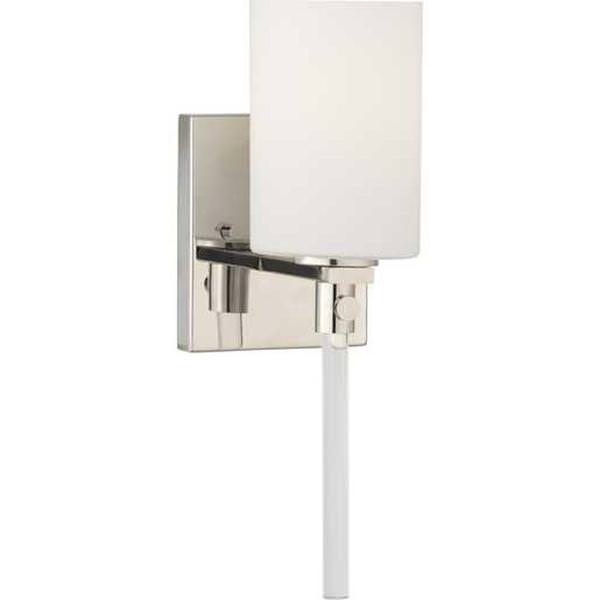 1 Light 120 volt Polished Nickel Vanity Etched Opal Glass Light Fixture