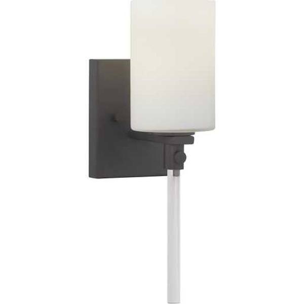 1 Light 120 volt Matte Black Vanity Etched Opal Glass Light Fixture