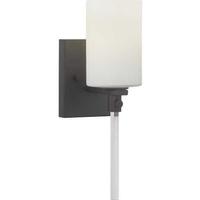 Progress Lighting 1 Light 120 volt Matte Black Vanity Etched Opal Glass Light Fixture