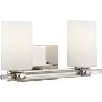 View 2 Light 120 volt Polished Nickel Vanity Etched Opal Glass Light Fixture