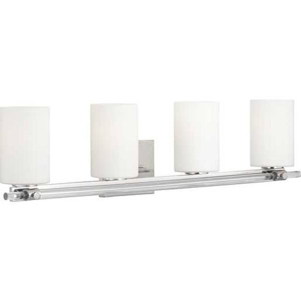 4 Light 120 volt Polished Nickel Vanity Etched Opal Glass Light Fixture