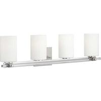 Progress Lighting 4 Light 120 volt Polished Nickel Vanity Etched Opal Glass Light Fixture