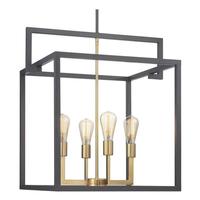 Progress Lighting 4 Light Graphite Finish Satin Brass Accents Hall & Foyer Pendant Light Fixture