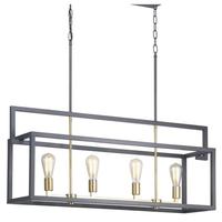 Progress Lighting 4 Light Graphite Satin Brass Accent Linear Chandelier Light Fixture