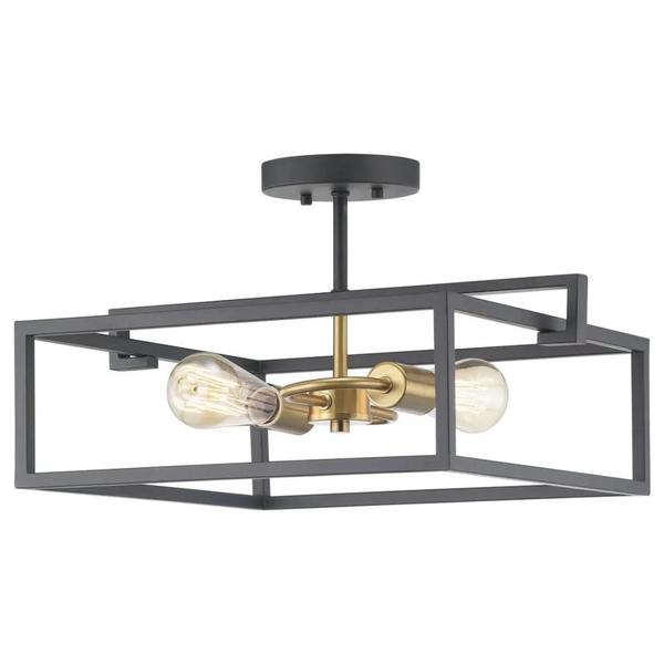 2 Light 120 volt Graphite Satin Brass Accents Ceiling Light Fixture