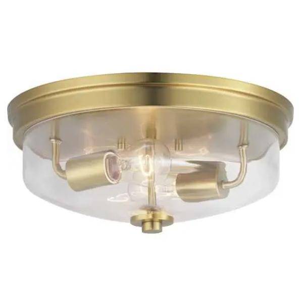 2 Light 120 volt Brushed Bronze Clear Glass Bowl Ceiling Light Fixture