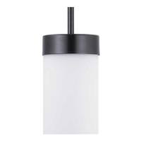 Progress Lighting 1 Light Matte Black Etched White Glass Shade Outside Dimmable Pendant Light Fixture