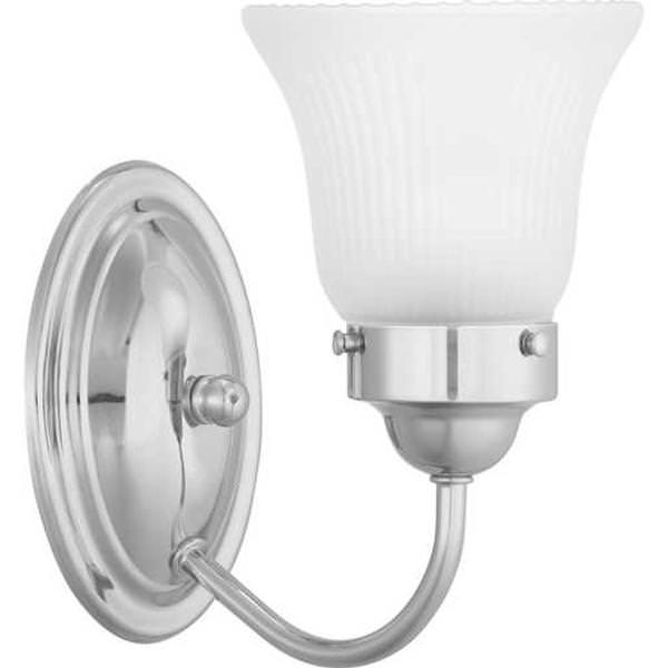 1 Light 120 volt Polished Chrome Vanity Fluted Etched Glass Light Fixture