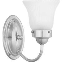 Progress Lighting 1 Light 120 volt Polished Chrome Vanity Fluted Etched Glass Light Fixture