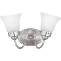 Progress Lighting 2 Light 120 volt Brushed Nickel Vanity Fluted Etched Glass Light Fixture