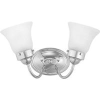 View 2 Light 120 volt Polished Chrome Vanity Fluted Etched Glass Light Fixture