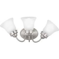 View 3 Light 120 volt Brushed Nickel Vanity Fluted Etched Glass Light Fixture