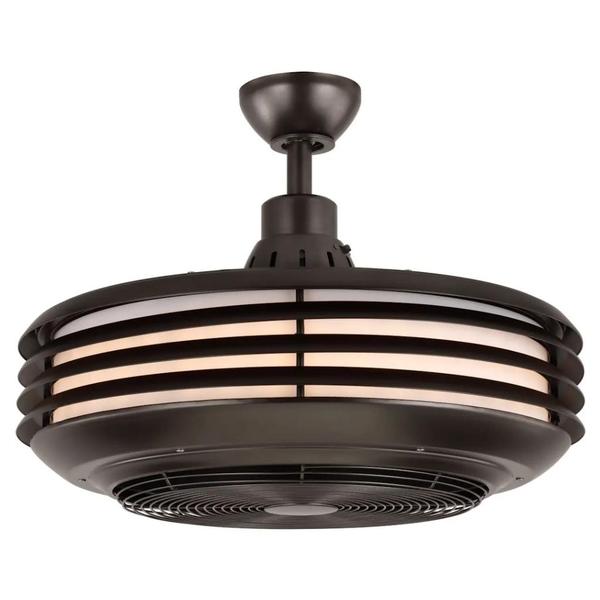 24"  Architectural Bronze Enclosed 3 Blade Remote Control LED Ceiling Fan