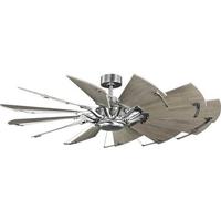 Progress Lighting 60" Antique Nickel 12 White Barnwood Blade Remote Control Windmill Ceiling Fan