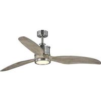 Progress Lighting 60" Brushed Nickel 3 Blade Remote Control LED Ceiling Fan