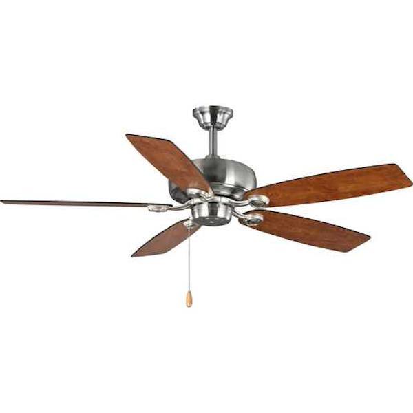 52" Brushed Nickel 5 Cherry/American Walnut Reversible Blade Ceiling Fan
