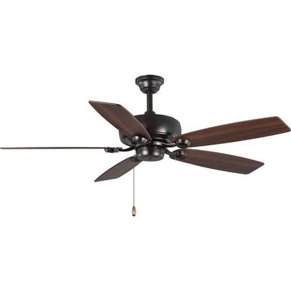 52" Antique Bronze 5 Classic Walnut/Medium Cherry Reversible Blade Ceiling Fan