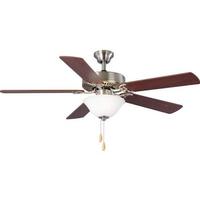 Progress Lighting 52" 2 Lamp Brushed Nickel 5 Cherry/Natural Cherry Blade Indoor LED Ceiling Fan