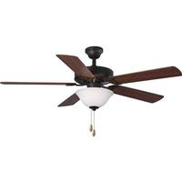 Progress Lighting 52" 2 Lamp Bronze 5 Medium Cherry/Classic Walnut Blade Indoor LED Ceiling Fan