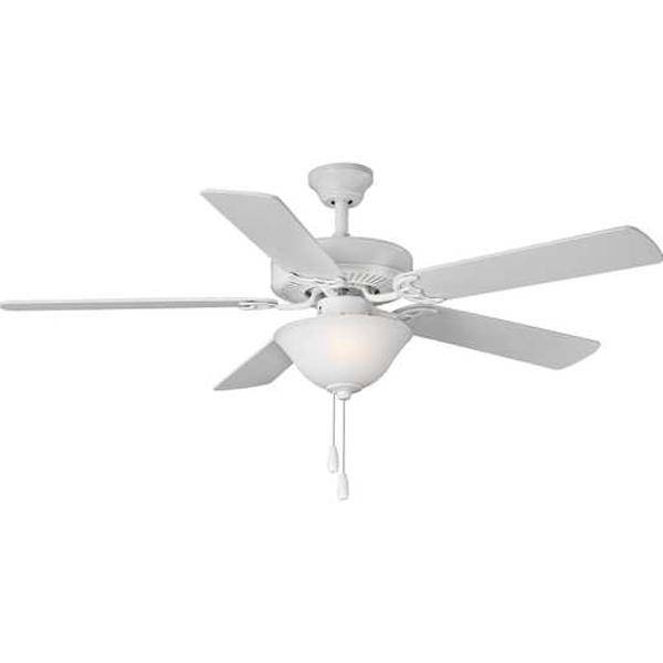 52" 2 Lamp White 5 White Blade Indoor LED Ceiling Fan
