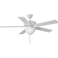 Progress Lighting 52" 2 Lamp White 5 White Blade Indoor LED Ceiling Fan