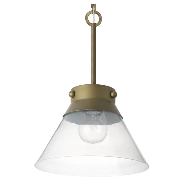 1 Light Aged Brass Milk Glass Shade Pendant Light Fixture